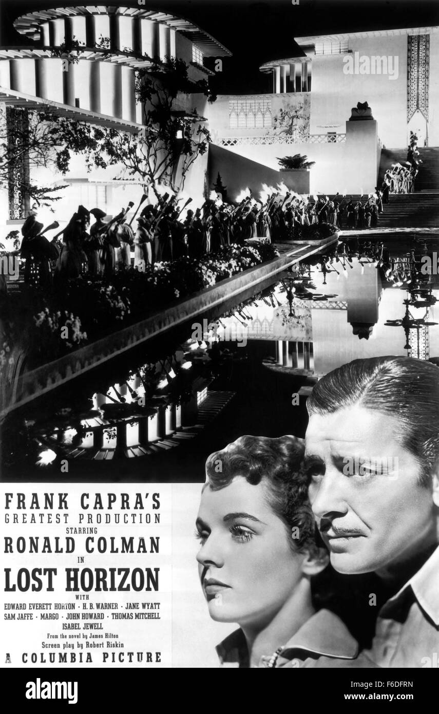 Rilasciato: Mar 2, 1937 - Film originale titolo: Orizzonte Perduto. Nella foto: Movie poster per la fantascienza drama avventura. Foto Stock