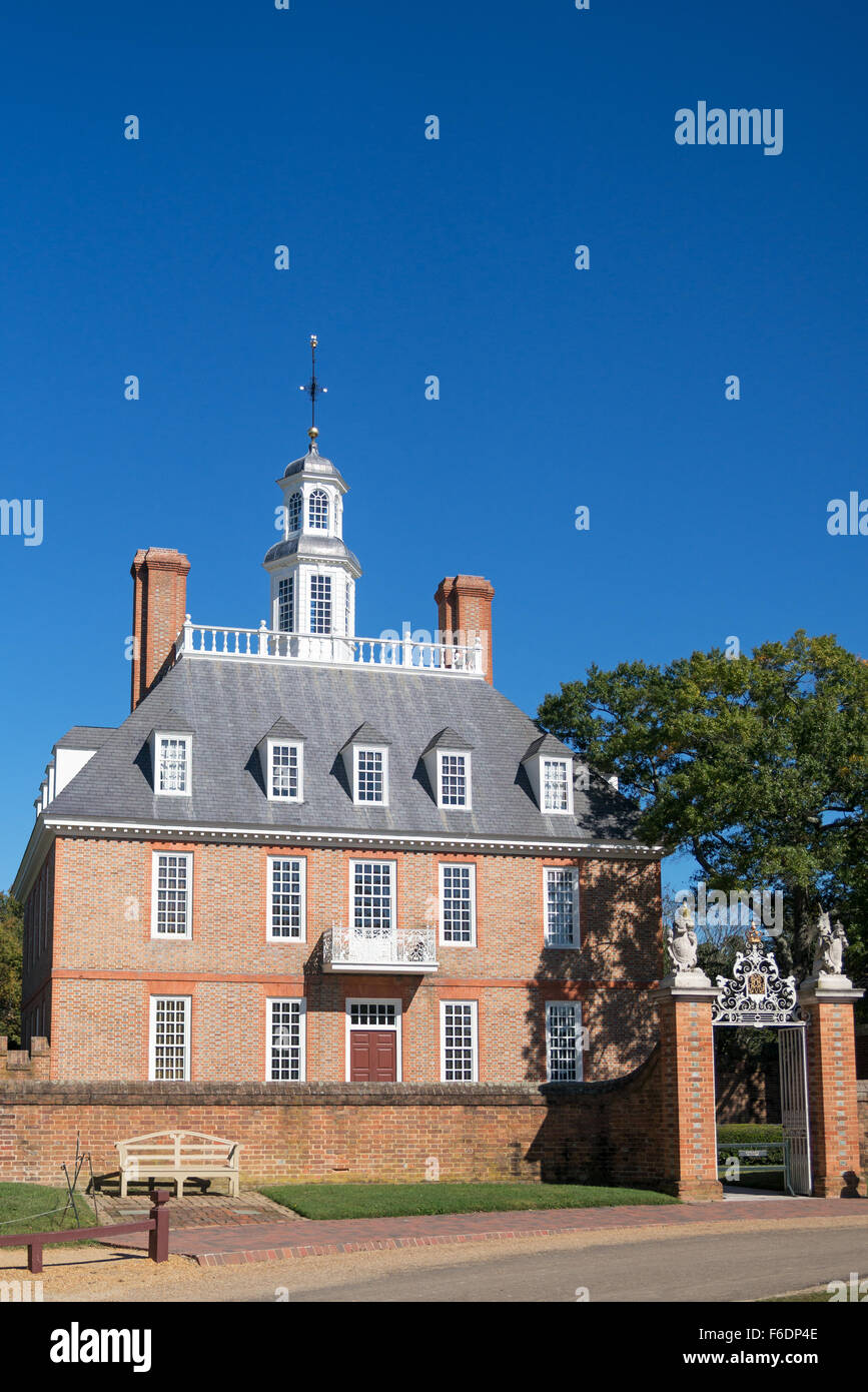 Ingresso al Palazzo del Governatore Coloniale Williamsburg, Virginia, Stati Uniti d'America Foto Stock