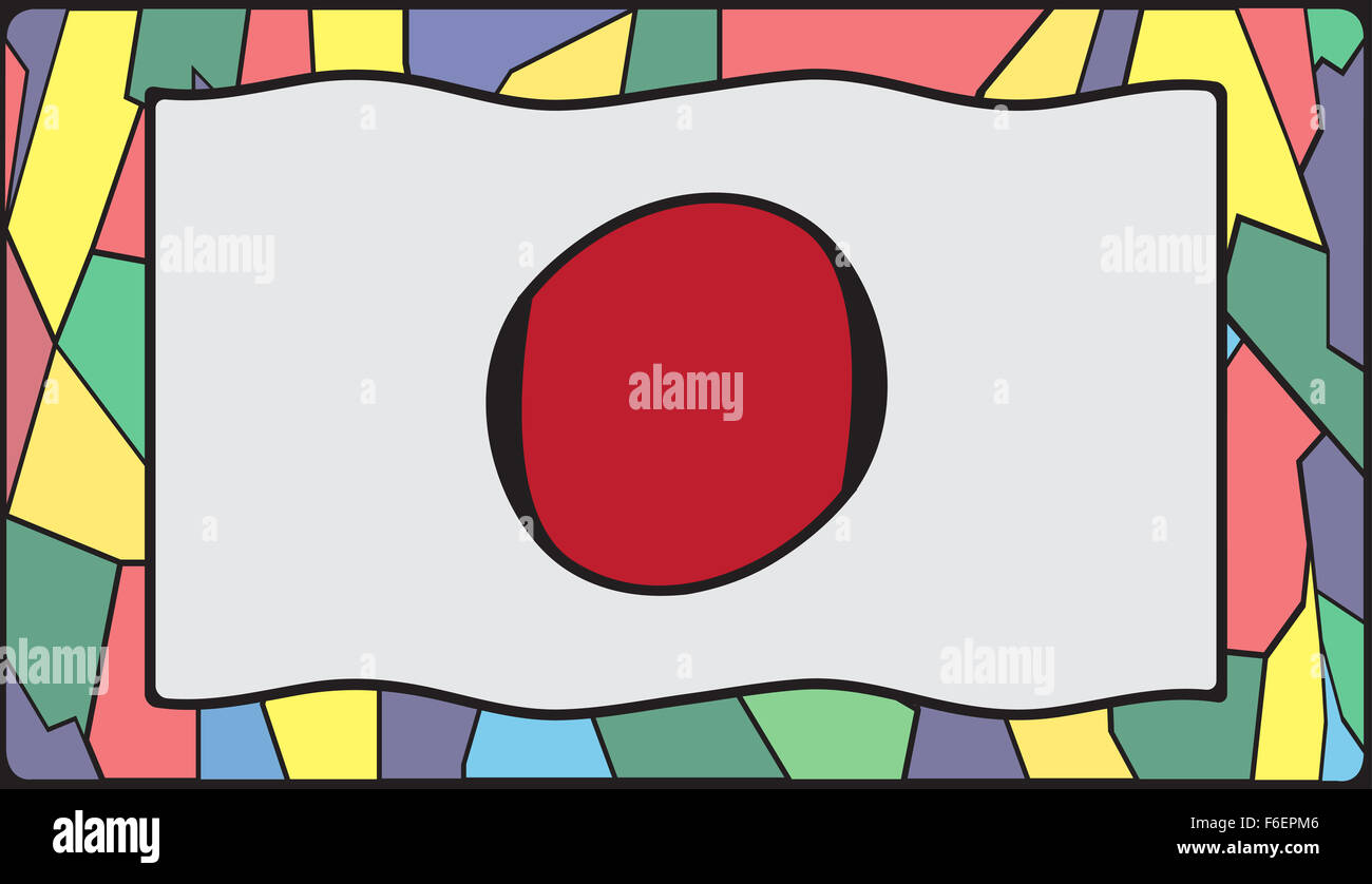 Una bandiera del Giappone design su una finestra di vetro colorato Foto Stock