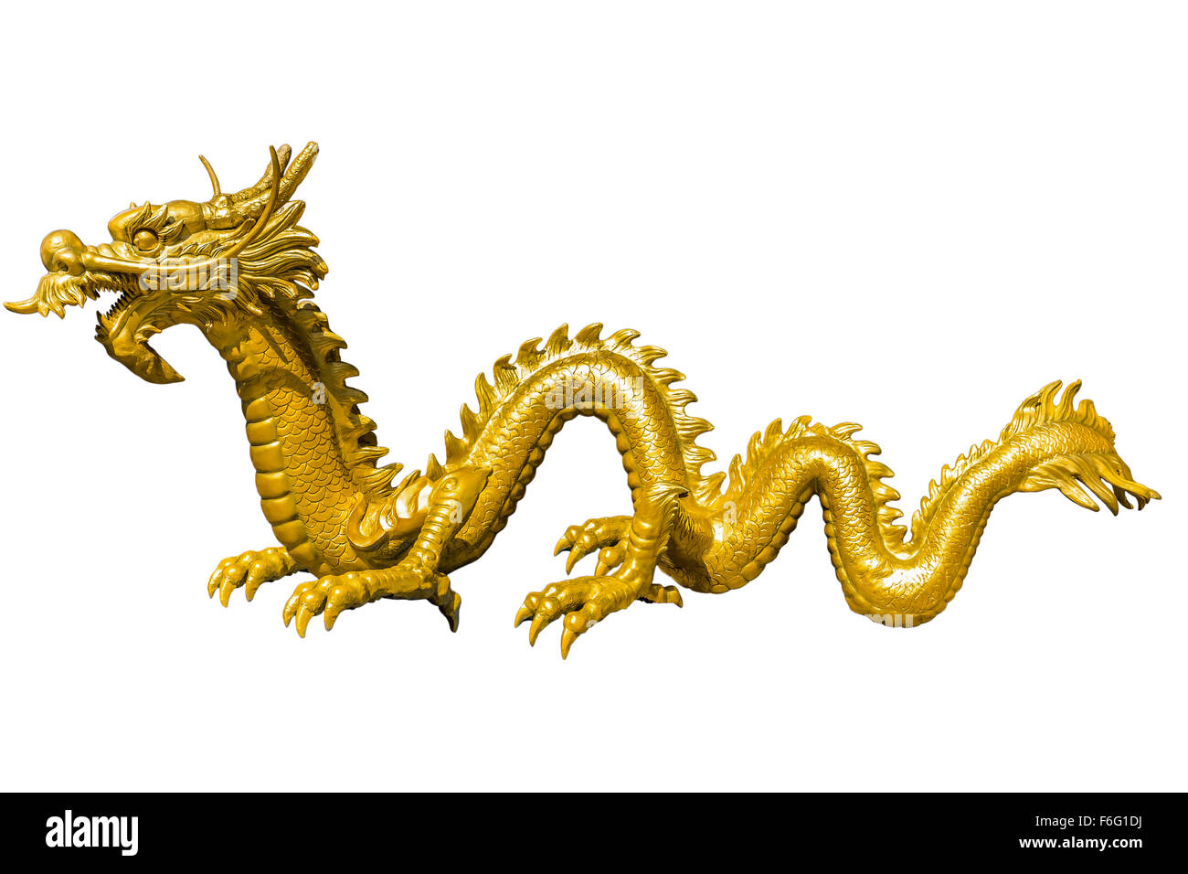 Il gigante cinese Golden Dragon sul isolare lo sfondo Foto Stock