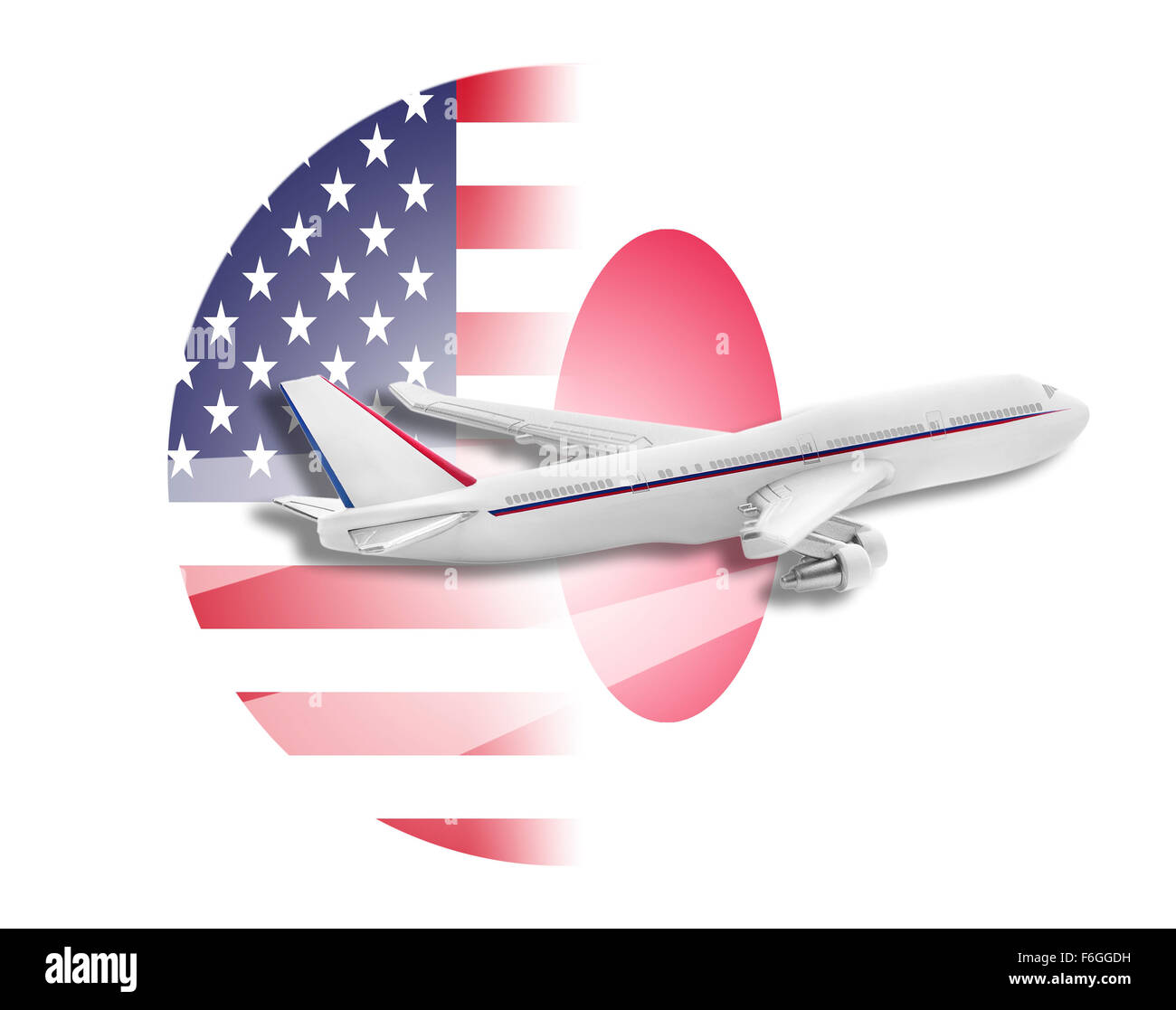 Piano, Stati Uniti e Giappone bandiere. Foto Stock