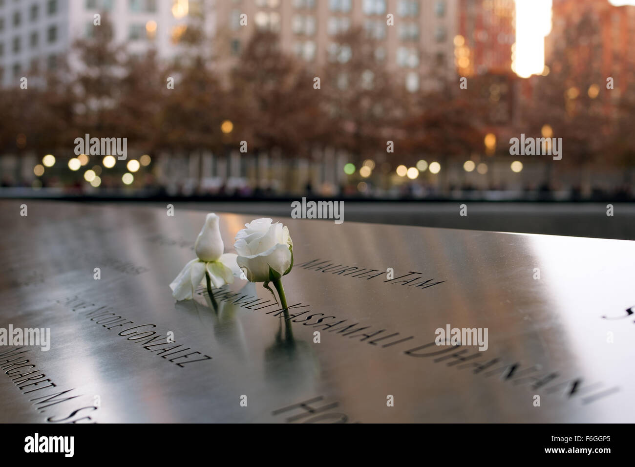 Il World Trade Center memorial in New York City, Stati Uniti d'America. Foto Stock
