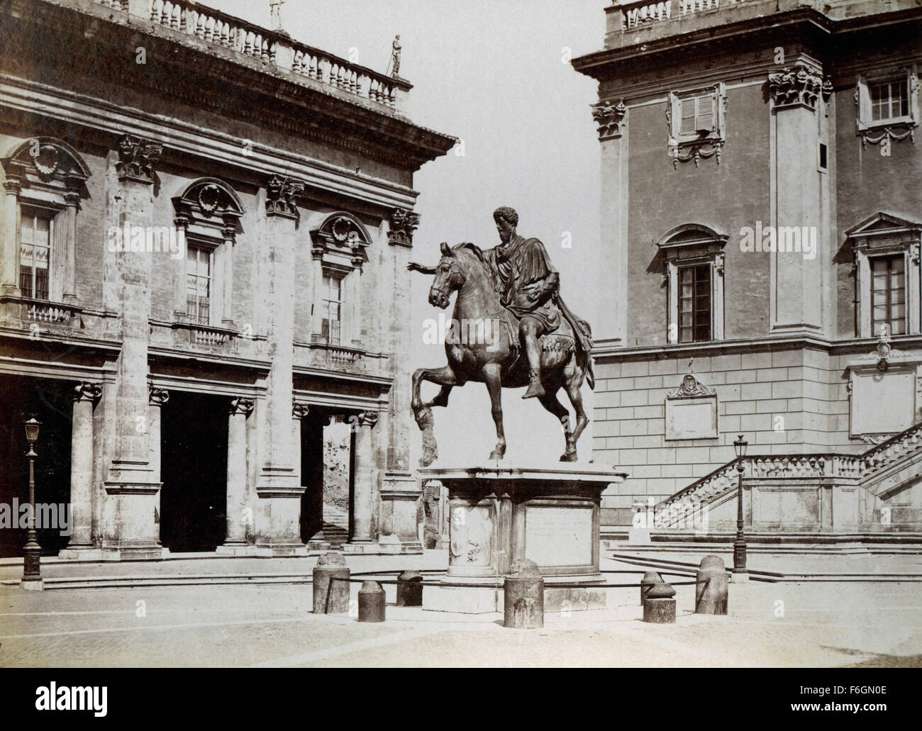 Statua equestre di Marco Aurelio, Roma, Italia Foto Stock