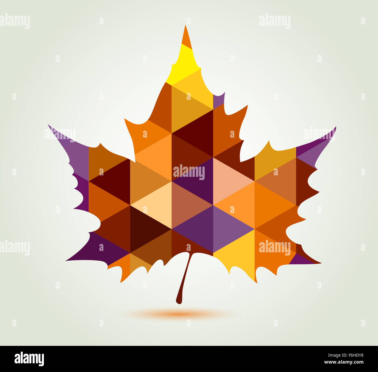 Abstract autunno Foglia di acero con ornamento poligonale Foto Stock