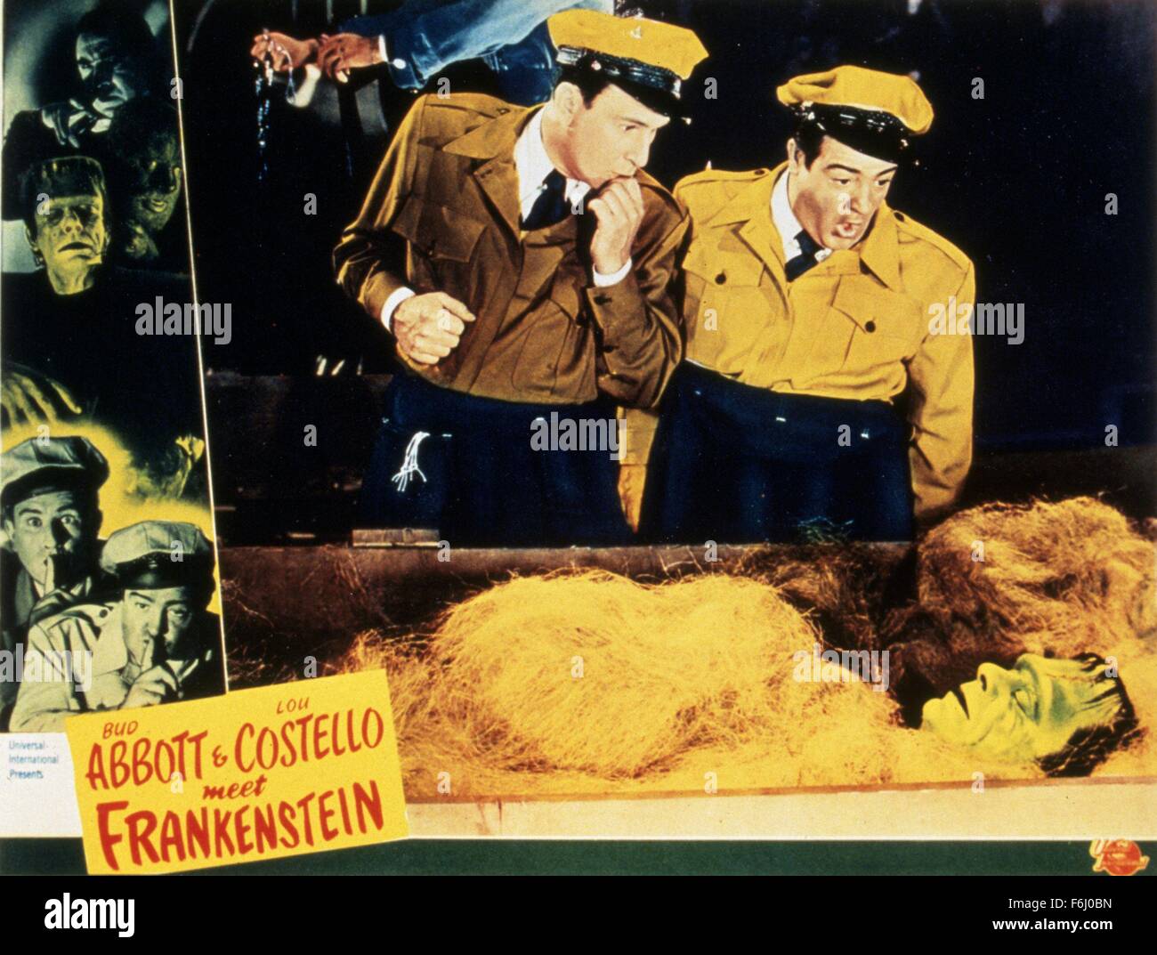 1948, il titolo del film: Abbott e Costello Meet Frankenstein, Direttore: Charles T BARTON, Studio UNIV, nella foto: BUD ABBOTT, CHARLES T BARTON, Commedia (grossolano), LOU COSTELLO, Frankenstein, HORROR (COMMEDIA). (Credito Immagine: SNAP) Foto Stock