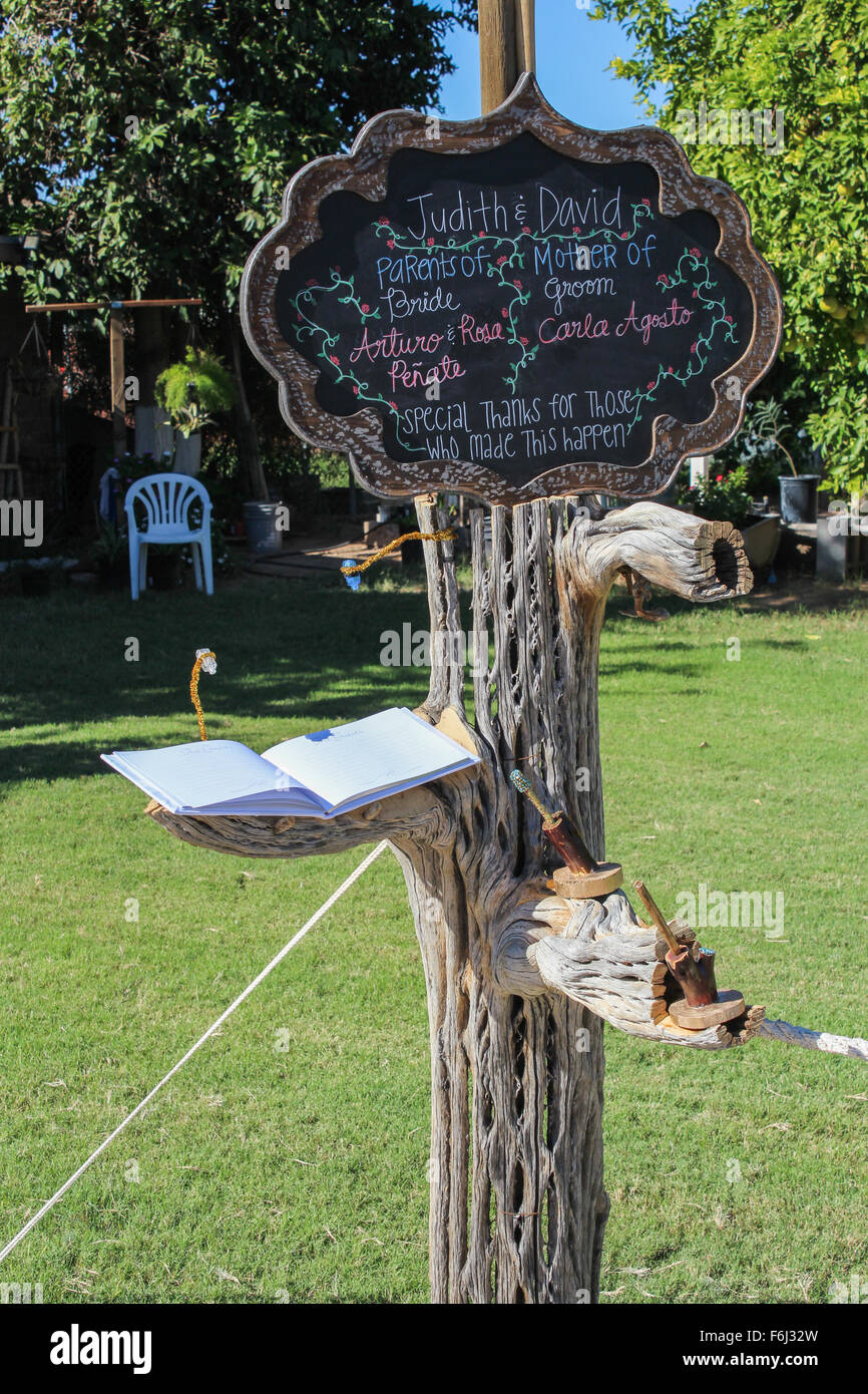 Wedding Guest Book stazione di firma Foto Stock