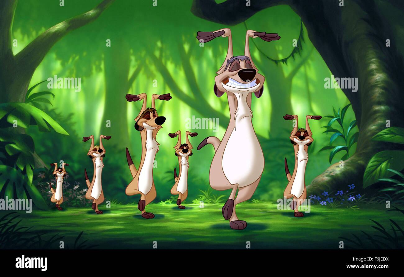Data di rilascio: febbraio 10, 2004. Il titolo del filmato: Re Leone 1.5. STUDIO: Walt Disney Pictures. Trama: Timon e Pumbaa iniziare a guardare l'originale Lion King movie, ma Timon continua ad insistere per avanzamento veloce per quando entrano in, perché non si è visto all inizio della storia o ovunque fino a quando a metà. Pumbaa suggerisce di raccontare al pubblico la loro storia che inizia prima di Simba il viaggio inizia. Attraverso questa, incontriamo Timon della madre e lo zio Max, scoprire il motivo per cui egli ha lasciato la sua colonia di meerkat, dove imparò l'Hakuna Matata, come egli incontra Pumbaa e i pericoli che essi hanno incontrato mentre searchin Foto Stock