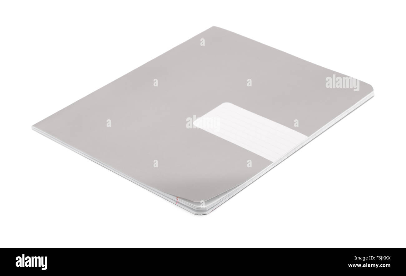 Il quaderno isolato su bianco Foto Stock