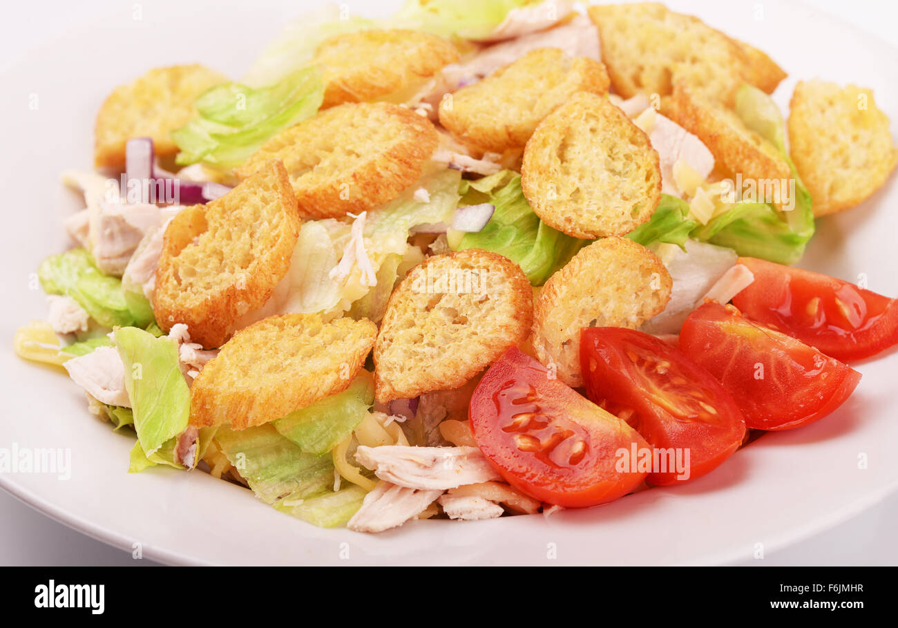 Close up di pollo insalata caesar Foto Stock
