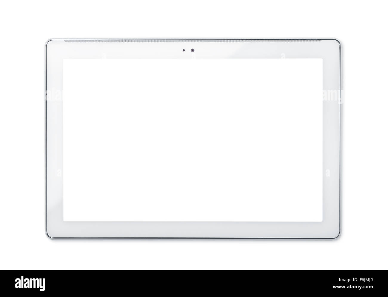Vista anteriore del tablet PC isolato su bianco Foto Stock