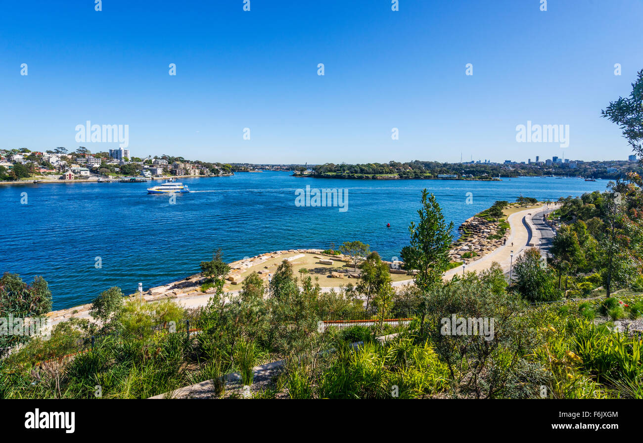 Australia, Nuovo Galles del Sud, Sydney, molo di Barangaroo Point Reserve, Sydney il nuovissimo Harbour Foreshore park Foto Stock