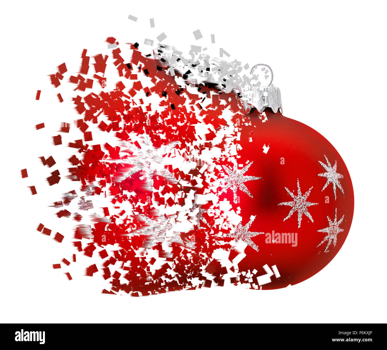 Lo scoppio di palla di Natale isolato su uno sfondo bianco. Foto Stock