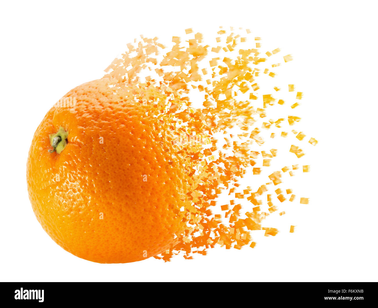 Scoppio isolato di colore arancione su sfondo bianco. Foto Stock