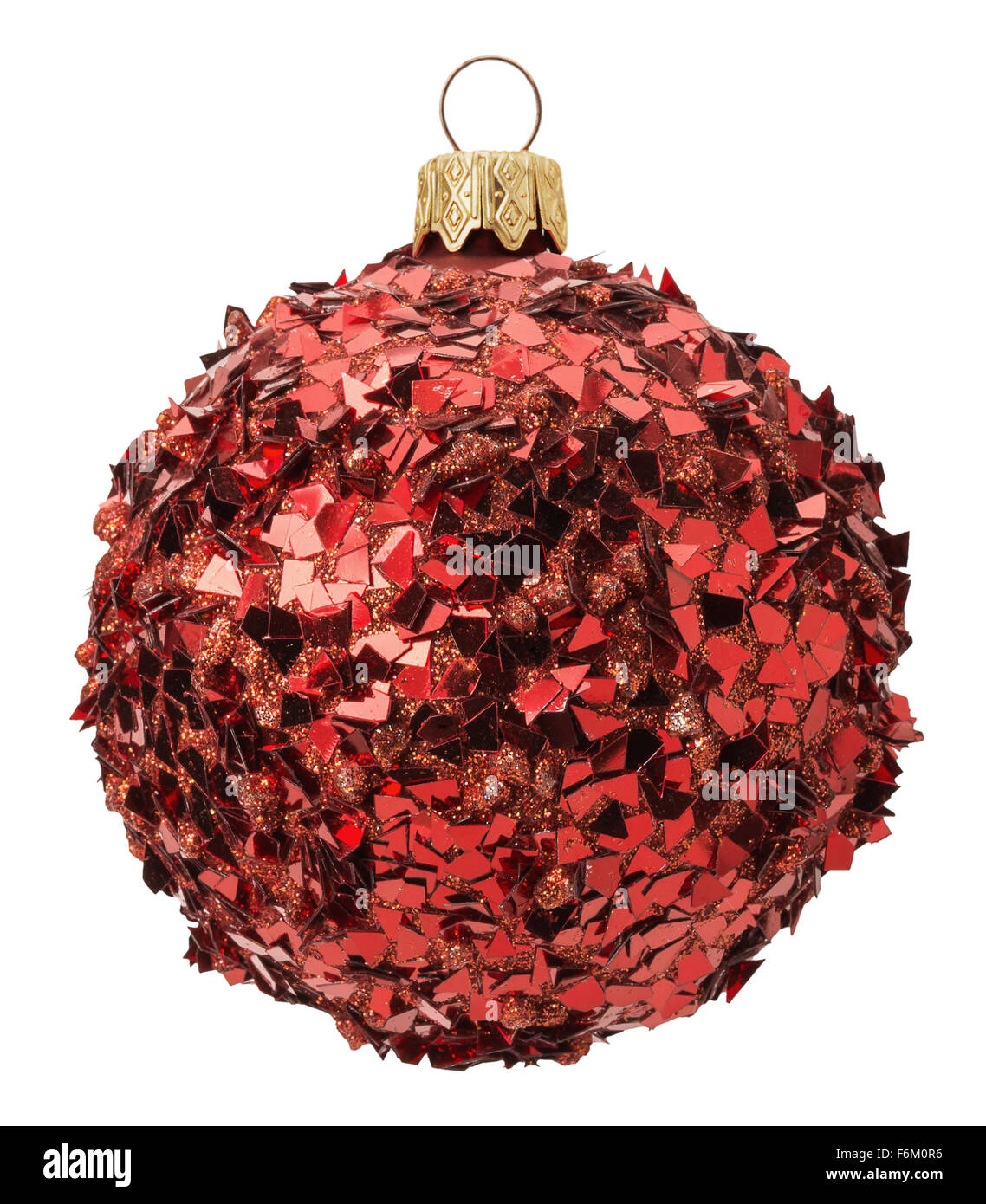 Rosso Spumante palla di Natale isolato su uno sfondo bianco. Foto Stock