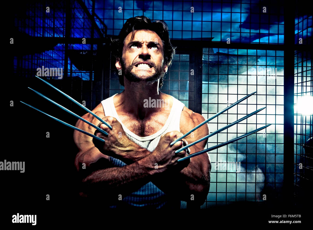 Data di rilascio: maggio 01, 2009. Il titolo del filmato: X-Men Origins: Wolverine. STUDIO: la meraviglia delle imprese. Trama: Wolverine vive una vita mutante, cerca la vendetta contro Victor Creed (che diventerà poi Sabertooth) per la morte della sua fidanzata e infine finisce per andare attraverso il mutante Arma X programma. Nella foto: Hugh Jackman come Logan / Wolverine. Foto Stock
