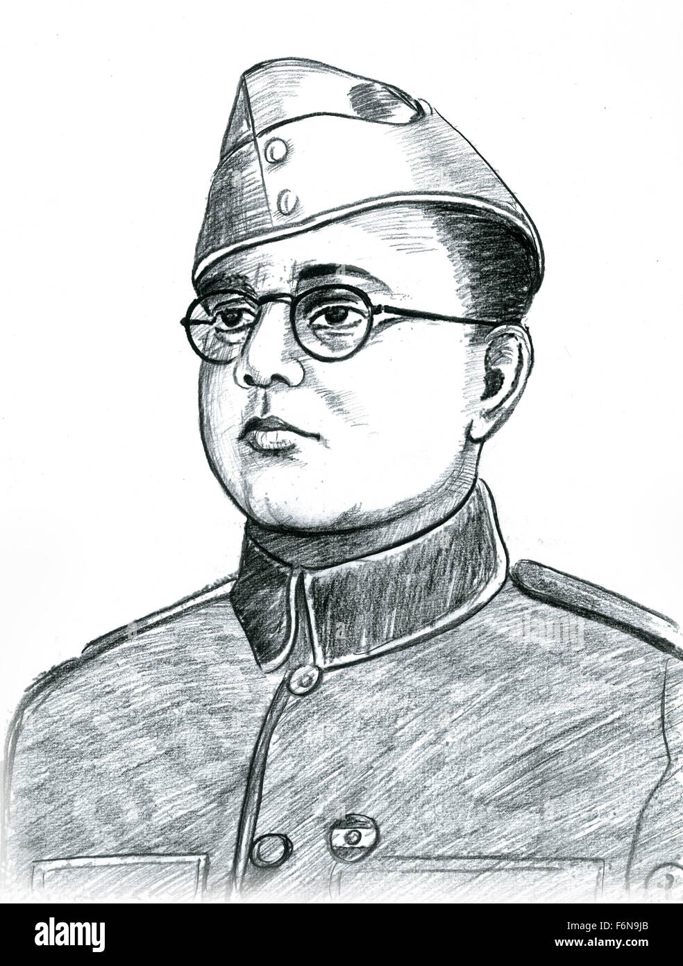 Netaji Subhash Chandra Bose, Subhas Chandra Bose, sketch, India, Asia Foto Stock