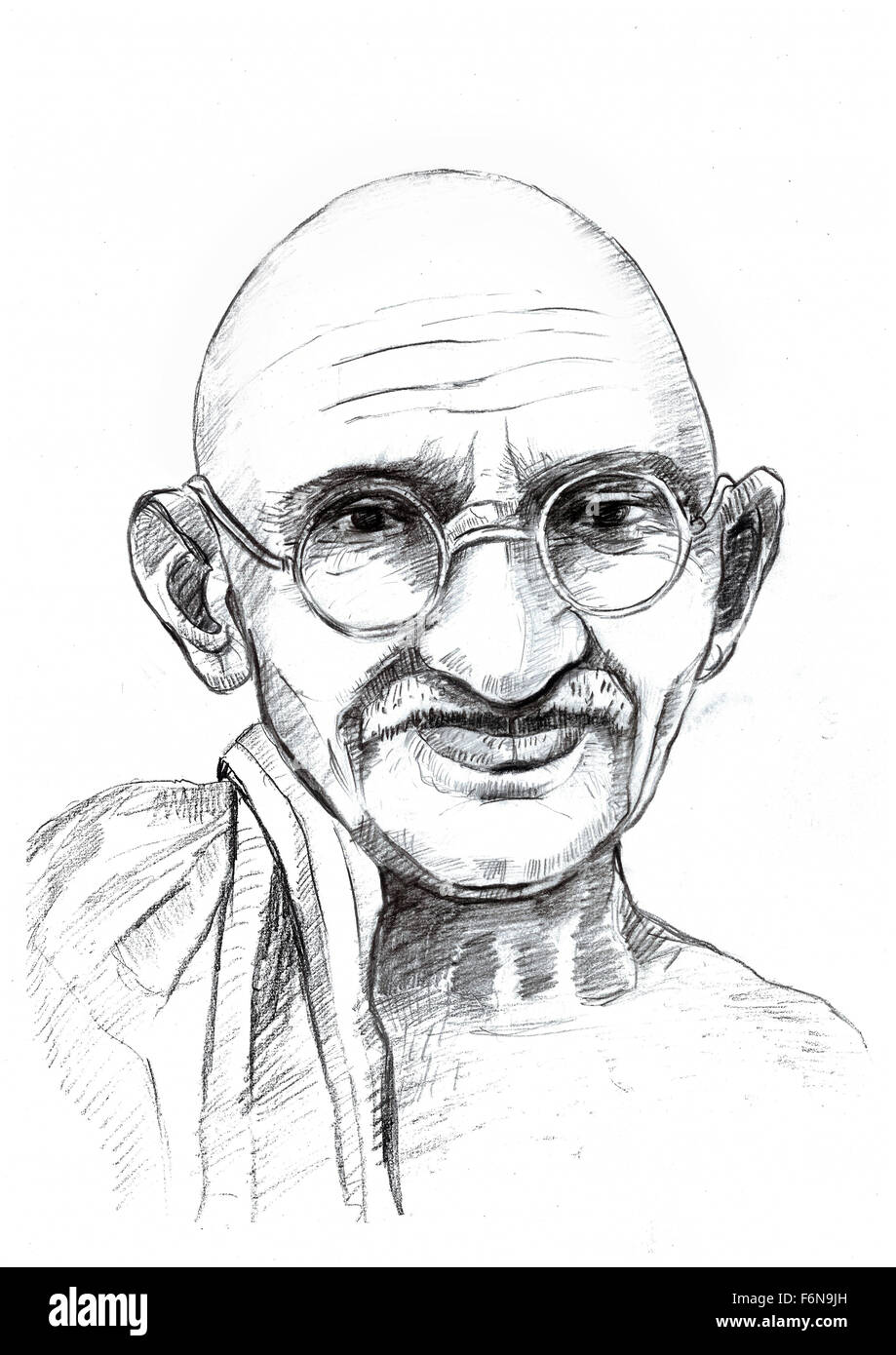 Mohandas Karamchand Gandhi sketch, Mumbai, Maharashtra, India, Asia Foto Stock