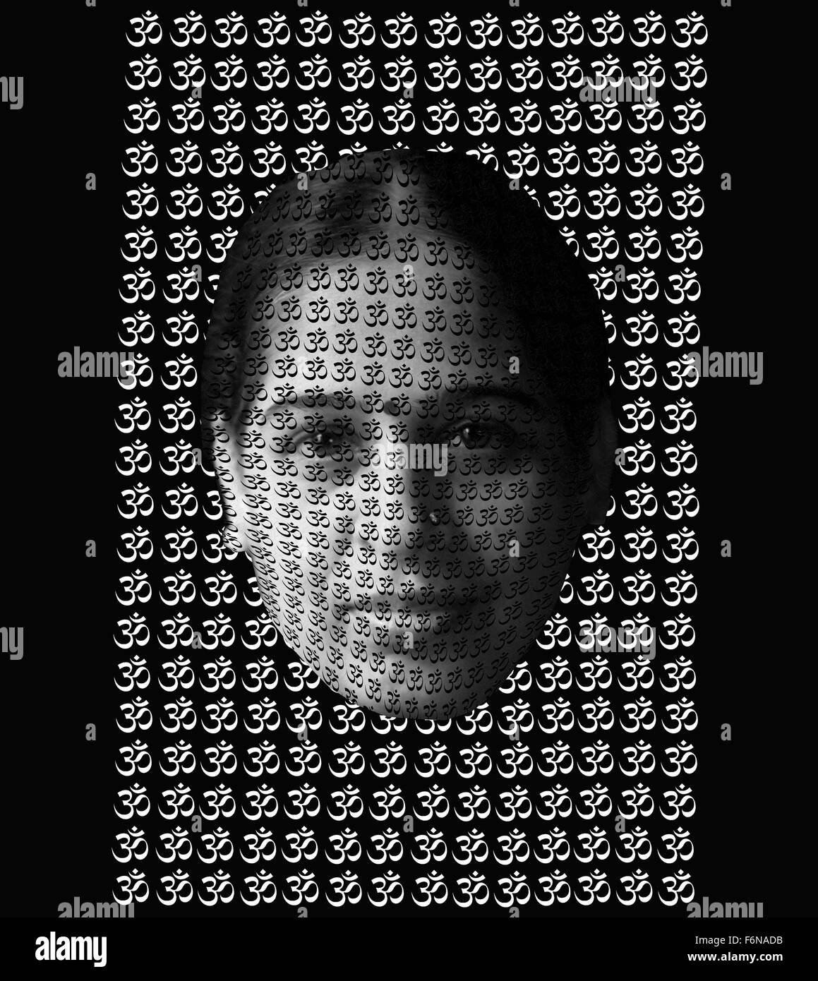 Simbolo OM con donna indiana, India, Asia Foto Stock