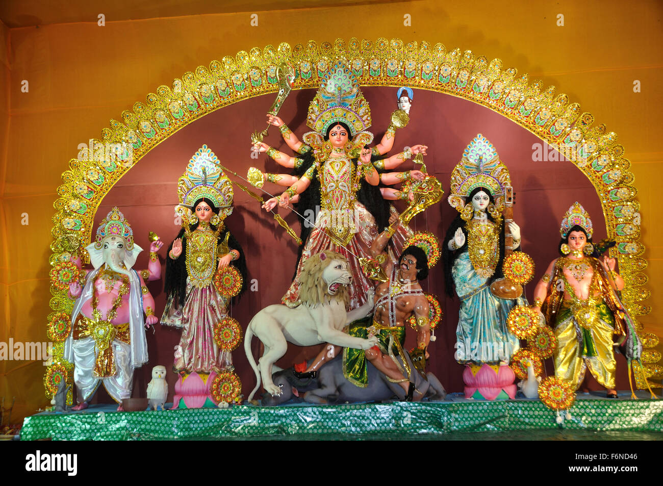 La statua della dea durga, India, Asia Foto Stock