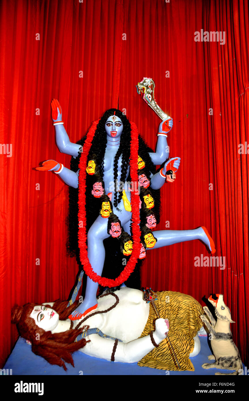 La statua della dea Kali, India, Asia Foto Stock