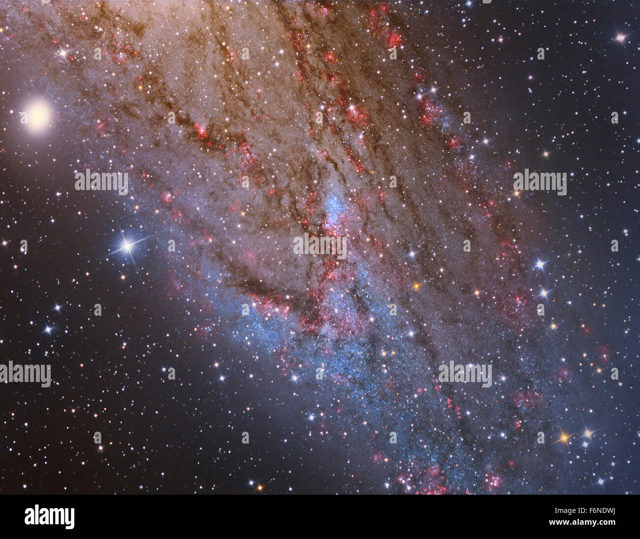 Close-up del sud-ovest del braccio a spirale di Messier 31. Questa immagine catturata con un telescopio e un comitato scientifico telecamera CCD. Foto Stock