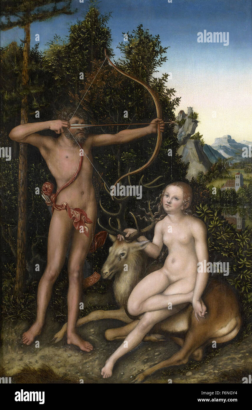 Lucas Cranach il Vecchio - Apollo e Diana Foto Stock