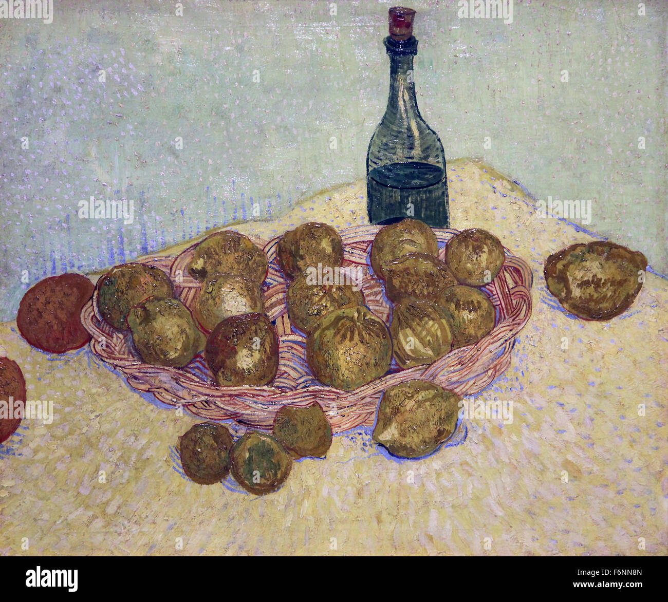 Cestino di limoni e bottiglia (1888) di Vincent van Gogh (1853–1890) Foto Stock
