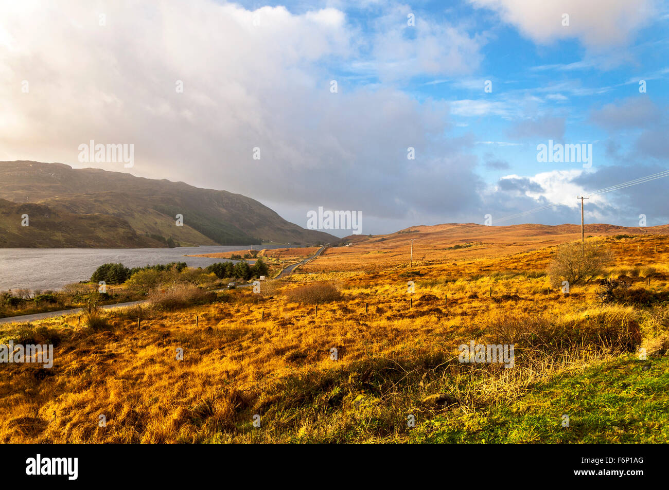 Lough Finn a Fintown, County Donegal, Irlanda. Il paesaggio in novembre. Foto Stock