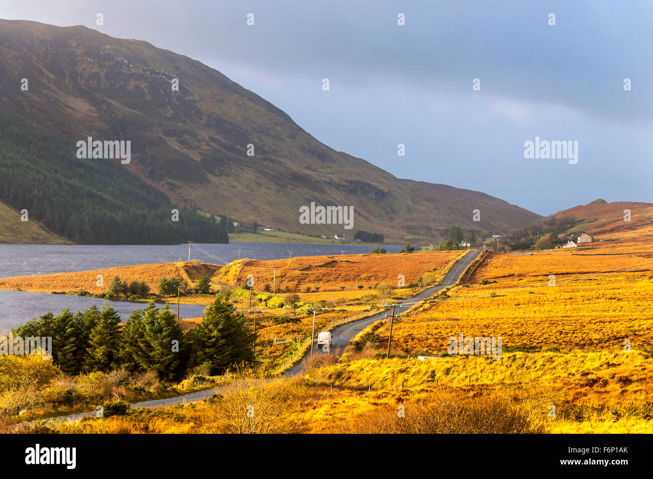 Lough Finn a Fintown, County Donegal, Irlanda. Il paesaggio in novembre. Foto Stock