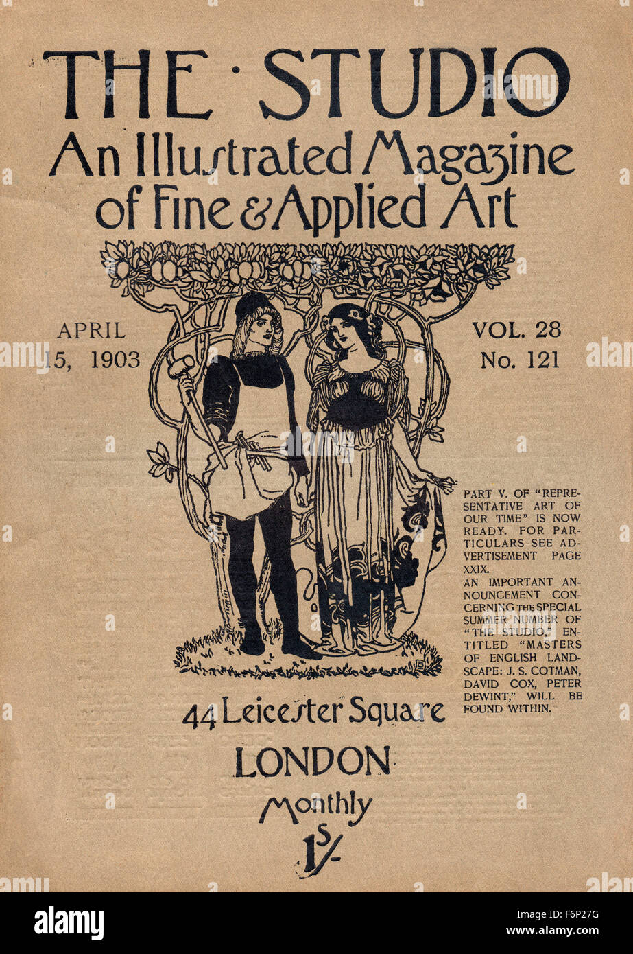 Lo Studio Magazine delle Belle & Arte Applicata coperchio, Vol 28, n. 121, Aprile 15th, 1903 Foto Stock