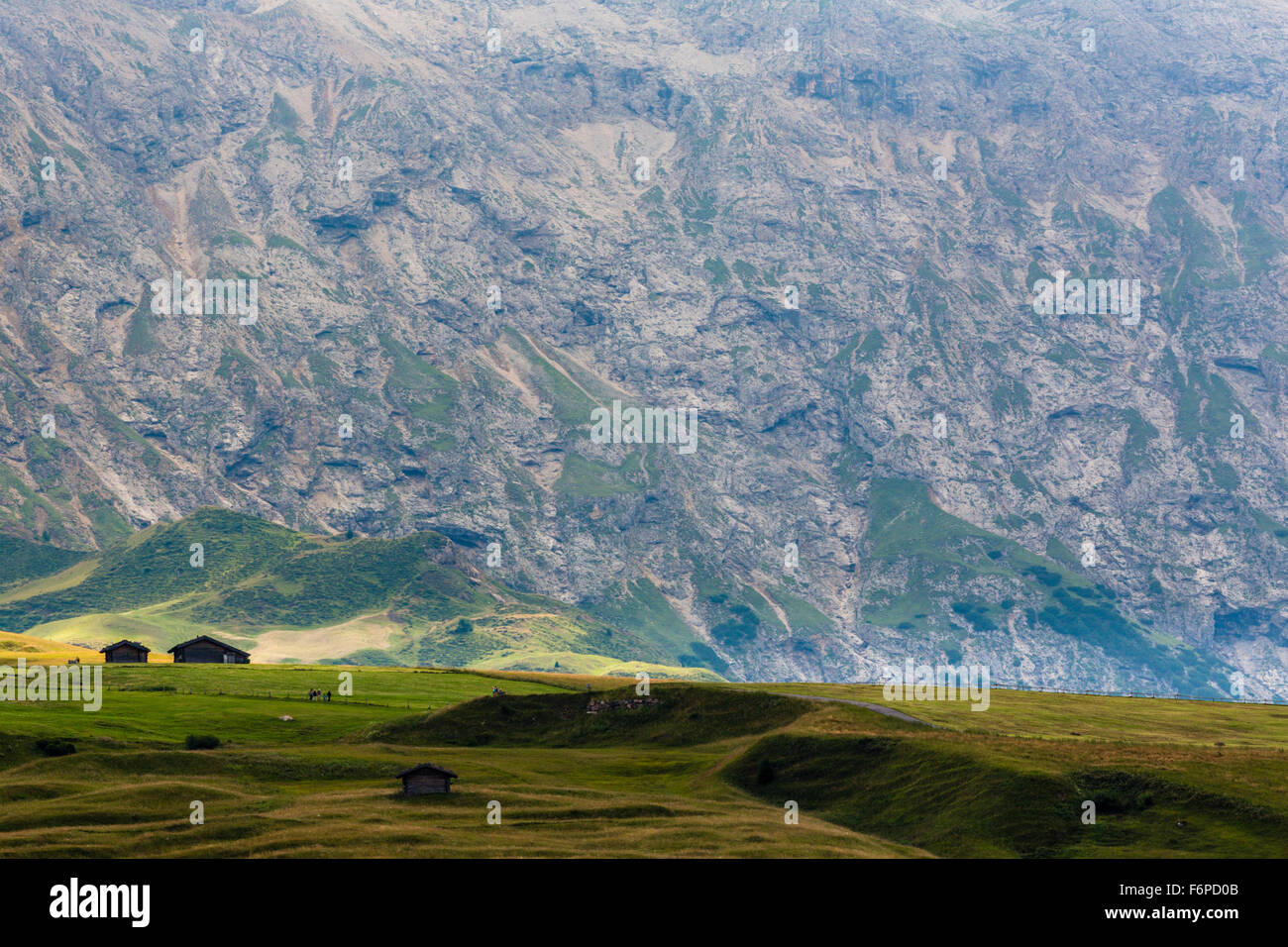 Seiseralm, Rosszähne montagne delle Dolomiti, Naturpark Sciliar Catinaccio, alto adige, italia Foto Stock