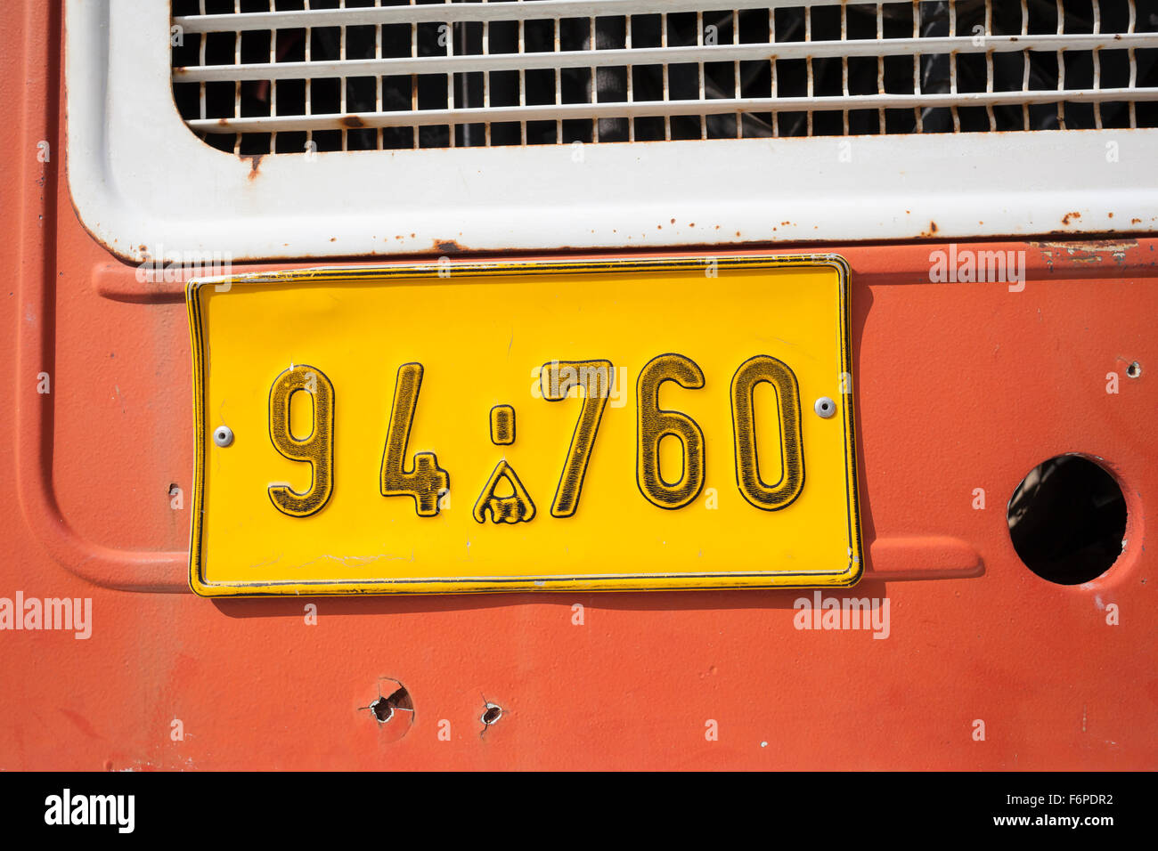 Targa automobilistica. Monte Hermon. Alture del Golan. Israele. Foto Stock
