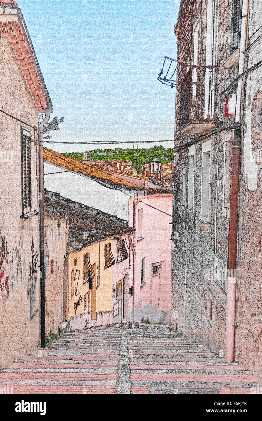 Prospettiva della scalinata street in Campobasso Foto Stock