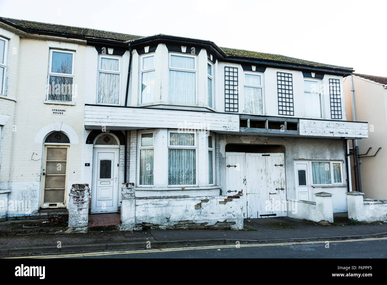 Scorrere verso il basso l'alloggiamento in Great Yarmouth, Regno Unito Foto Stock