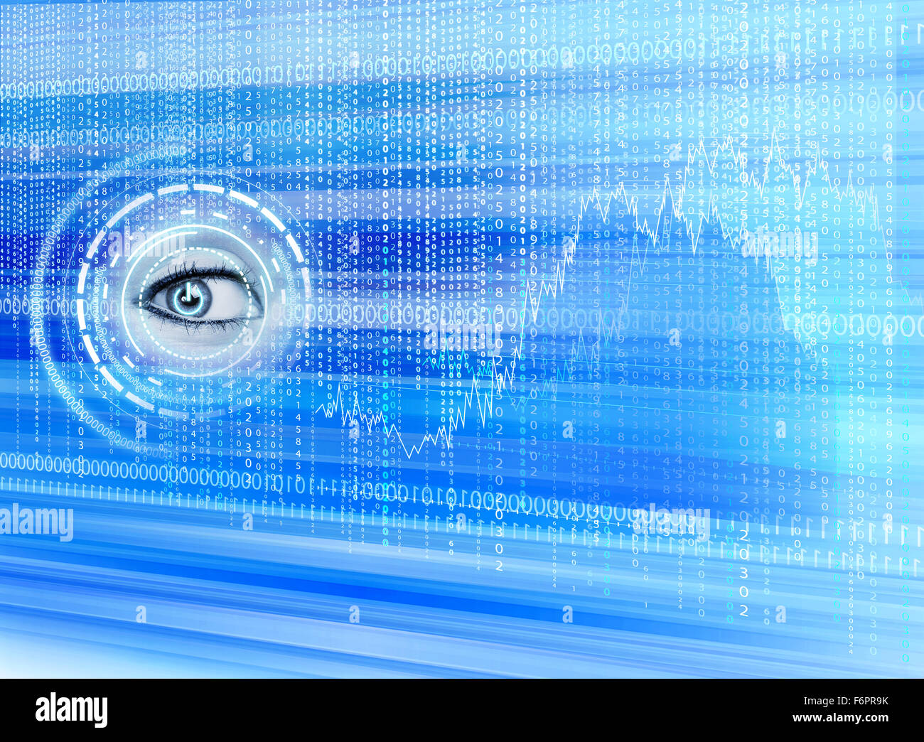 Matrix con sfondo verde simboli blu Foto Stock