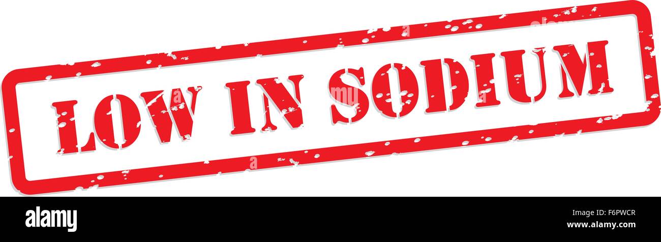 A basso contenuto di sodio in gomma rossa vettore di timbro per alimentare il concetto di nutrizione Illustrazione Vettoriale