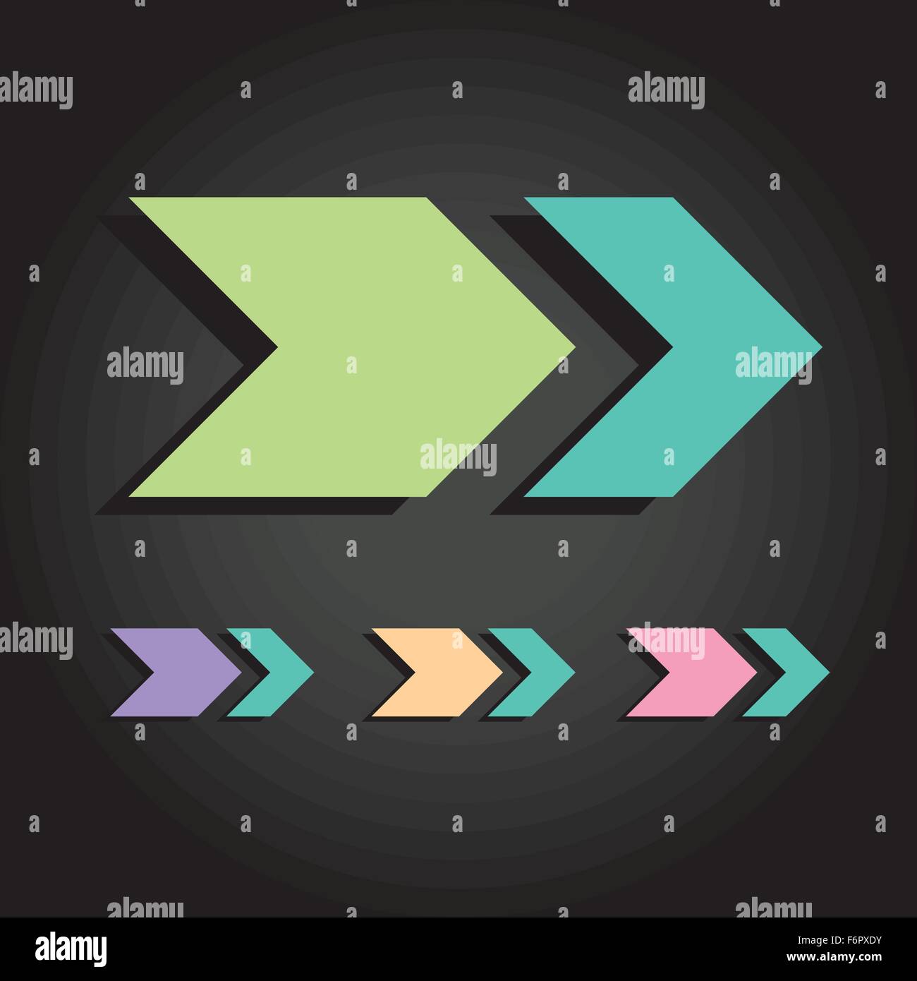 Moderno design piatto frecce del vettore in vari colori Illustrazione Vettoriale