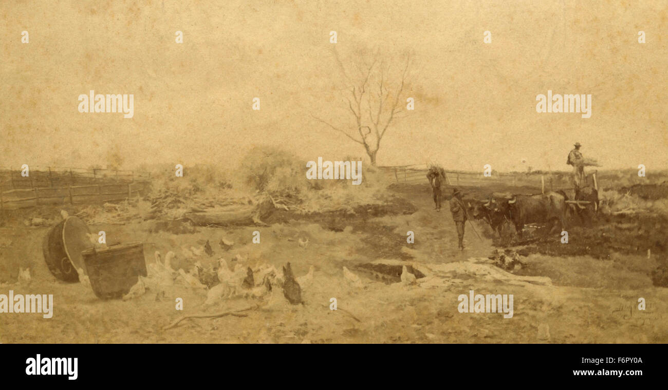 Paese di scena, verniciato Foto Stock