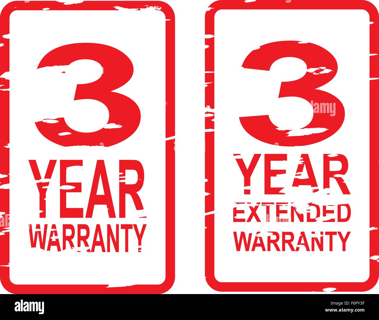 Rosso timbro di gomma vettore per 3 anni di garanzia e garanzia estesa per il concetto di business Illustrazione Vettoriale