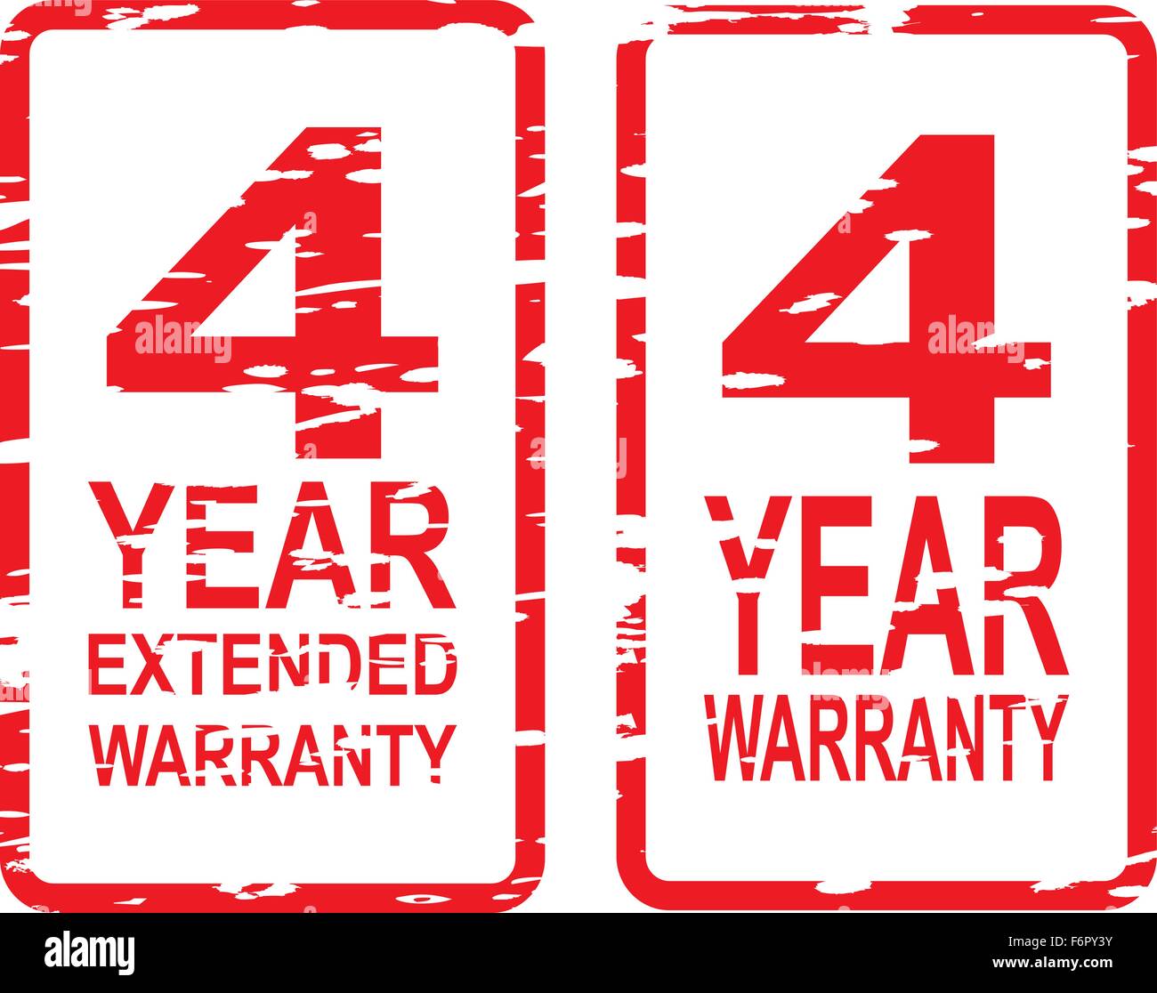 Rosso timbro di gomma vettore per 4 anni di garanzia e garanzia estesa per il concetto di business Illustrazione Vettoriale