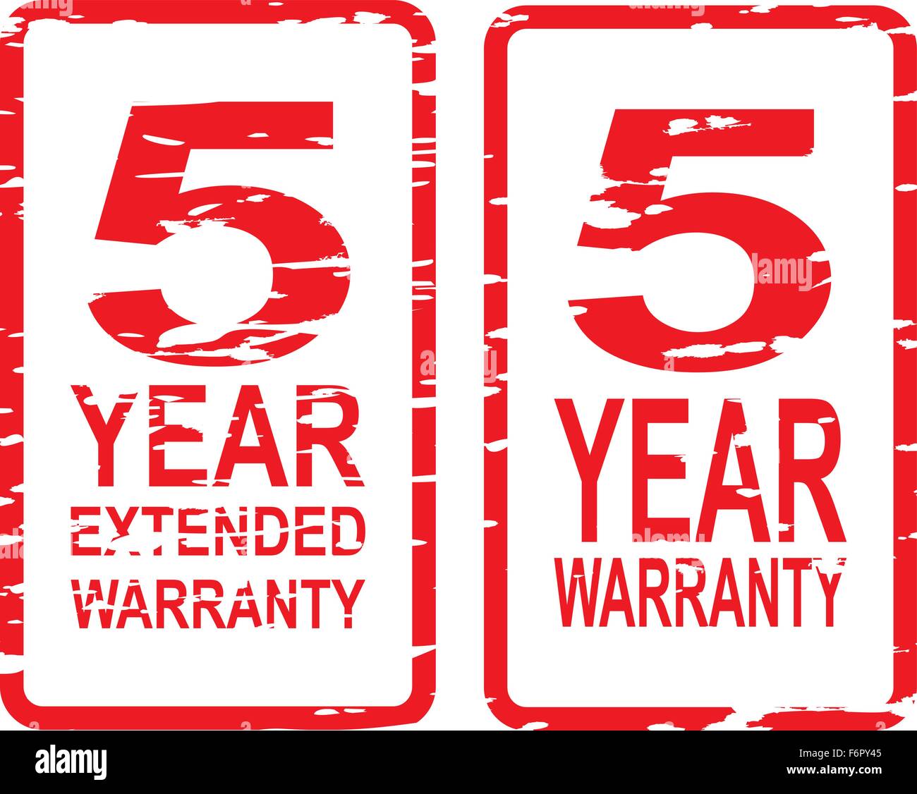 Rosso timbro di gomma vettore per 5 anni di garanzia e garanzia estesa per il concetto di business Illustrazione Vettoriale