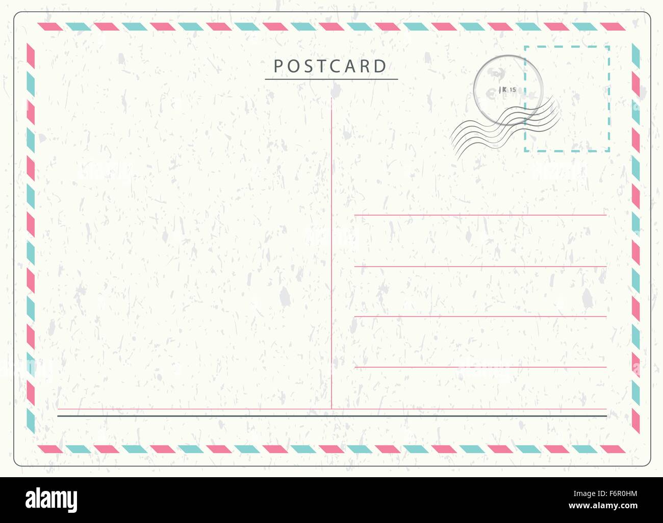 Cartolina Viaggio nel vettore air mail stile con Grana carta e timbri in gomma Illustrazione Vettoriale