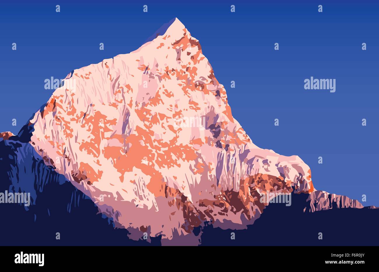 Imponenti montagne vettore nel Nepal Himalaya mountain range Illustrazione Vettoriale