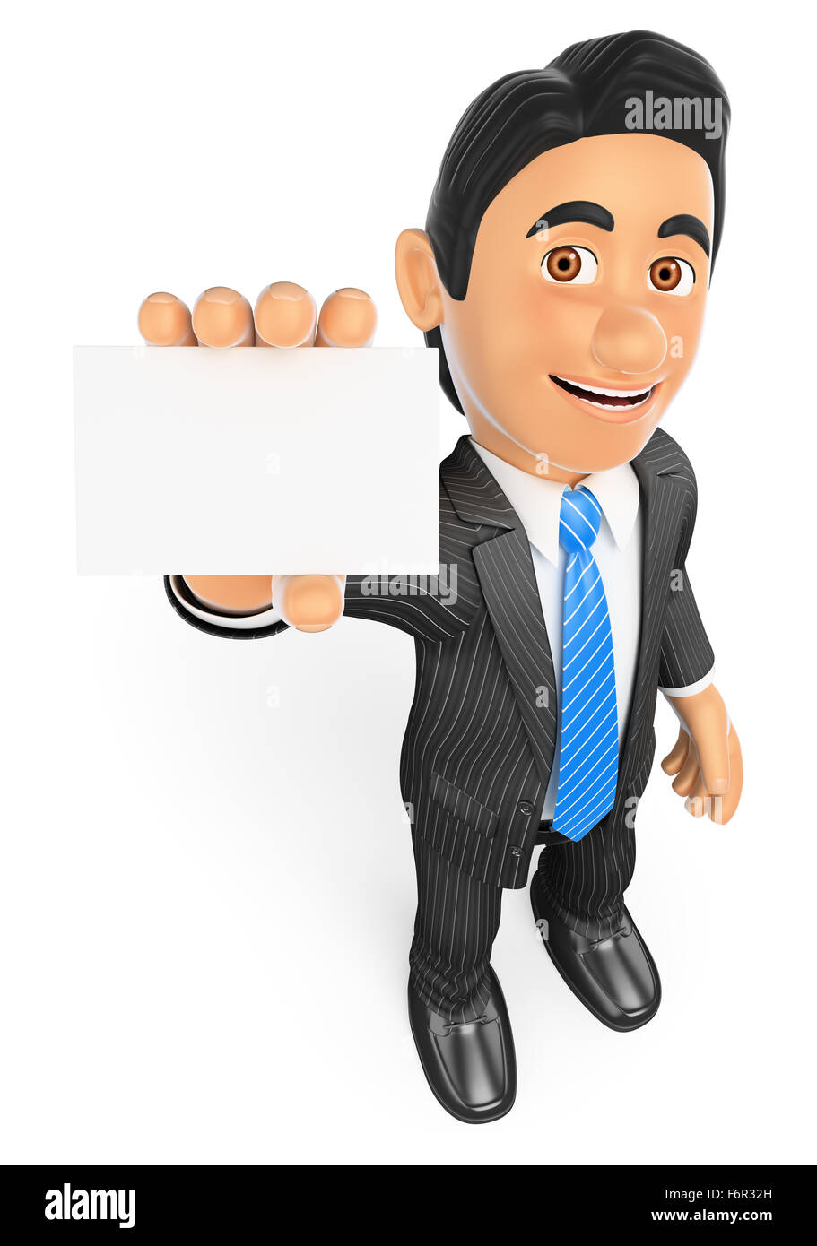3d la gente di affari. Imprenditore che mostra una scheda vuota per riempire. Isolato sullo sfondo bianco. Foto Stock