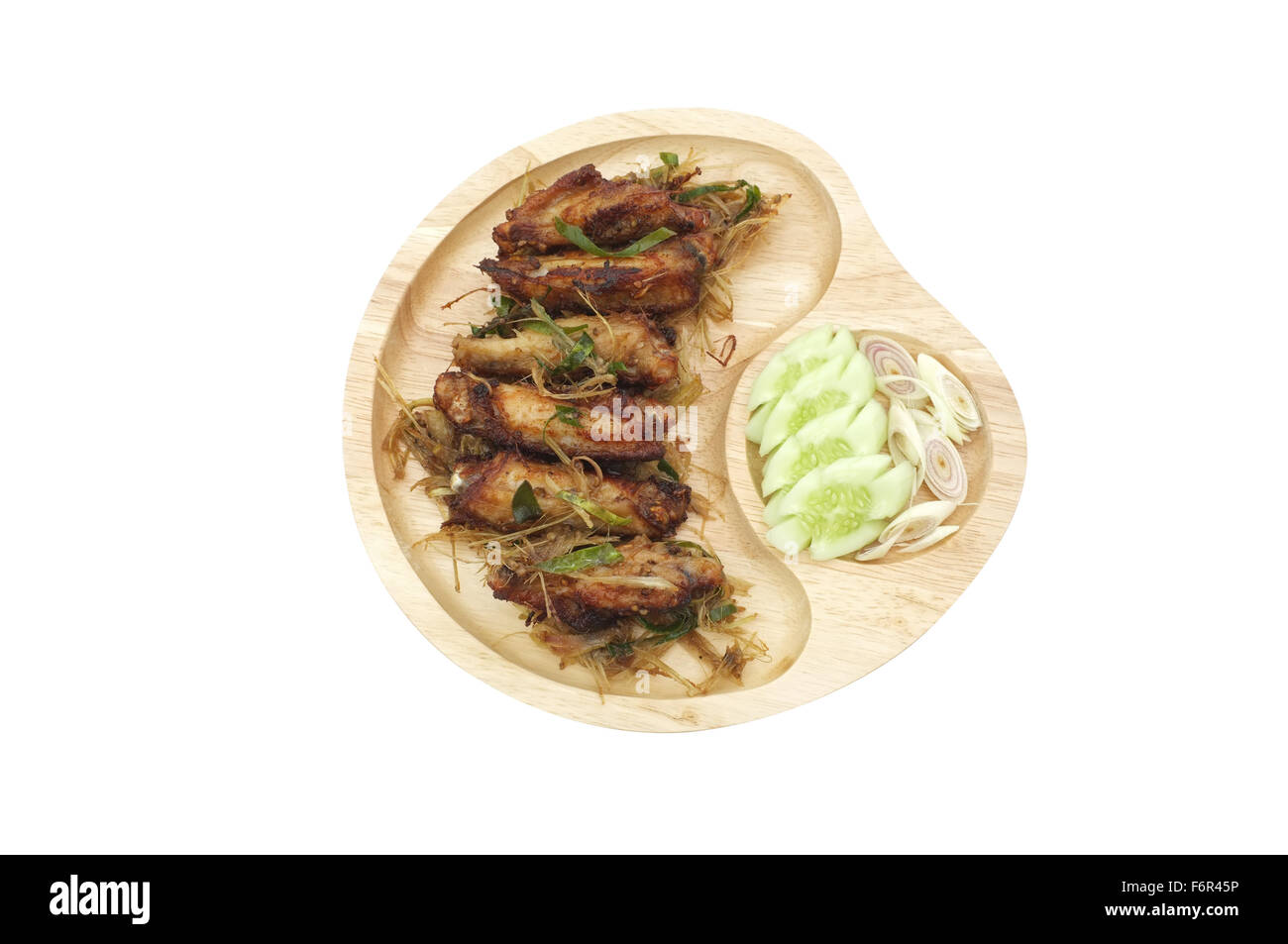 Fritti di ali di pollo con la citronella, cibo tailandese Foto Stock