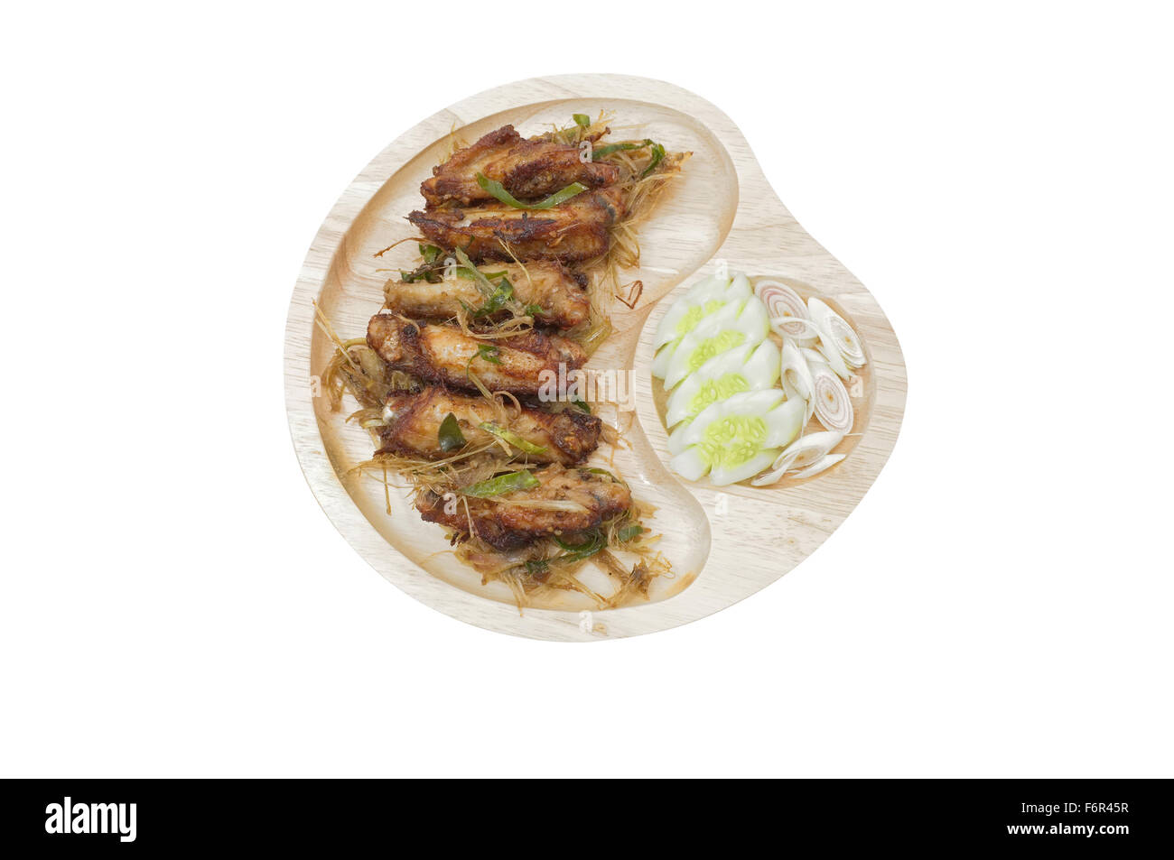 Fritti di ali di pollo con la citronella, cibo tailandese Foto Stock