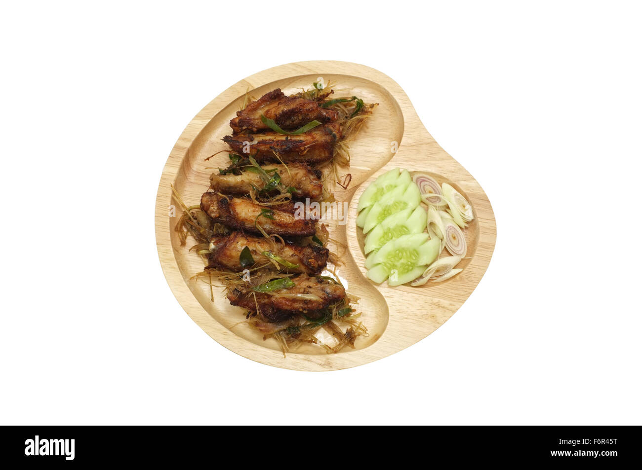 Fritti di ali di pollo con la citronella, cibo tailandese Foto Stock