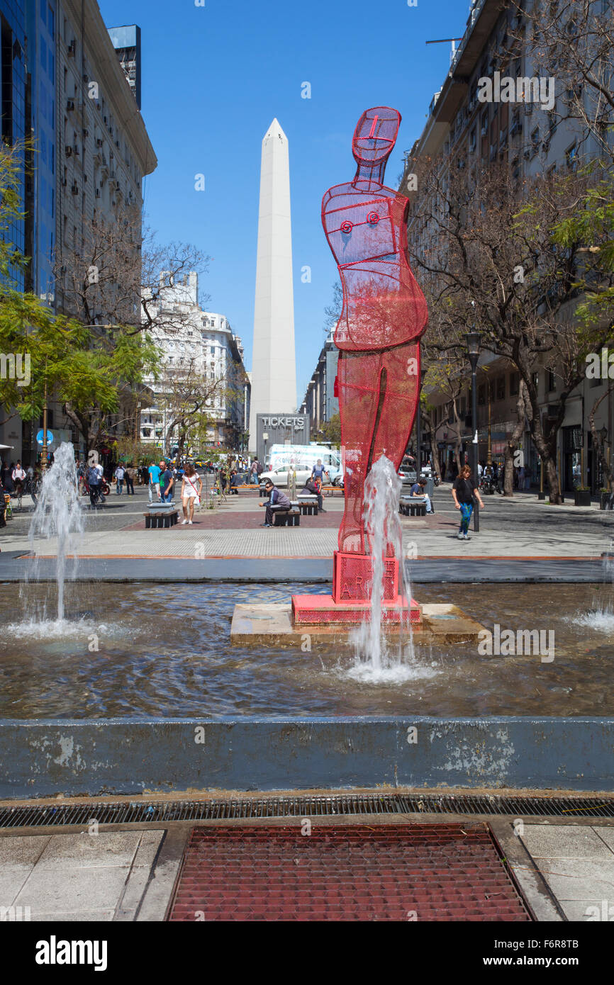 Buenos Aires Obelisco, da Av. Pres. Roque Sáenz Peña (Diagonal Norte). Argentina. Foto Stock