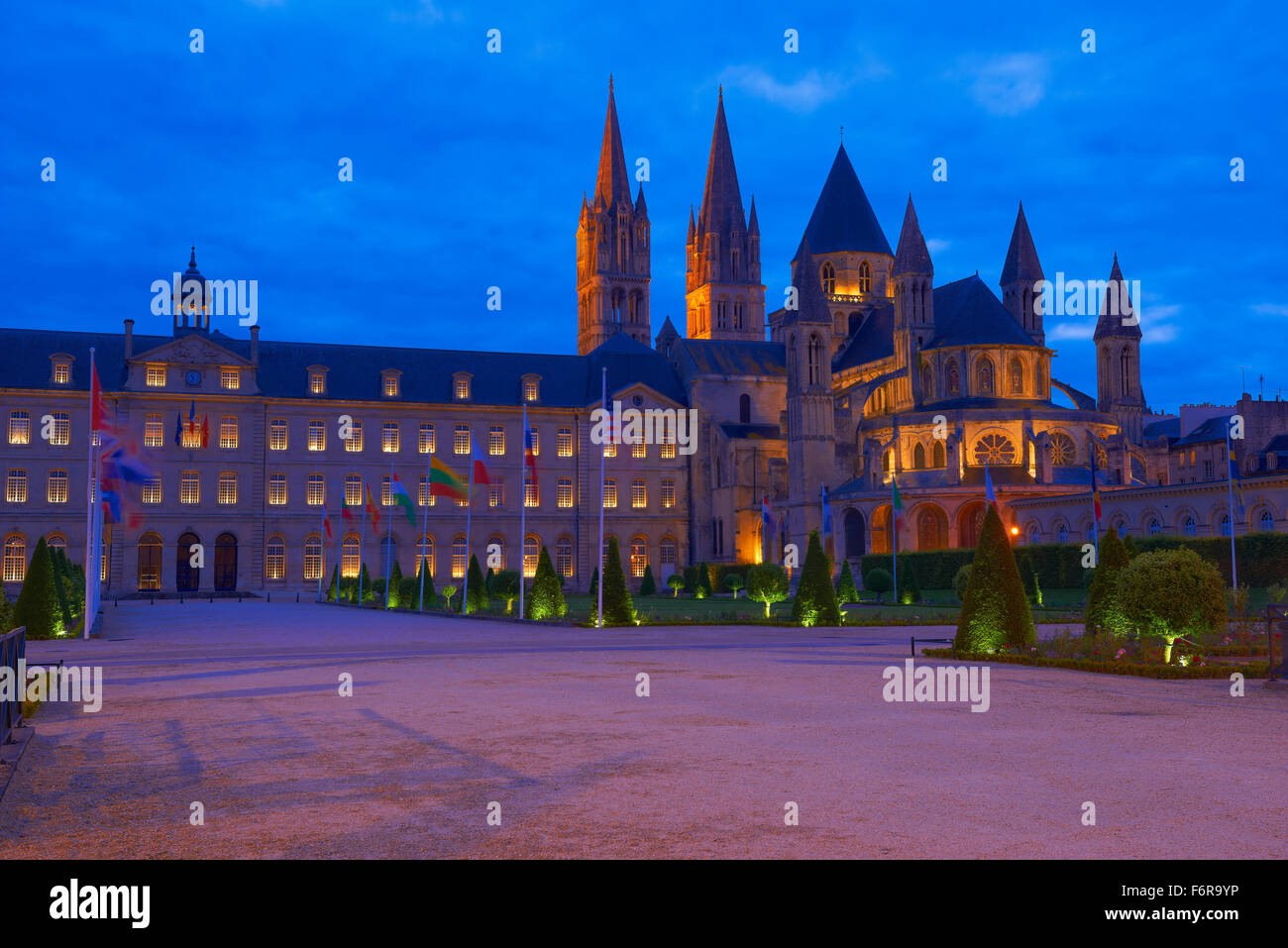 L'Abbaye aux Hommes, uomini Abbazia Abbazia di Saint-Étienne, Caen, Calvados, Bassa Normandia, Francia Foto Stock