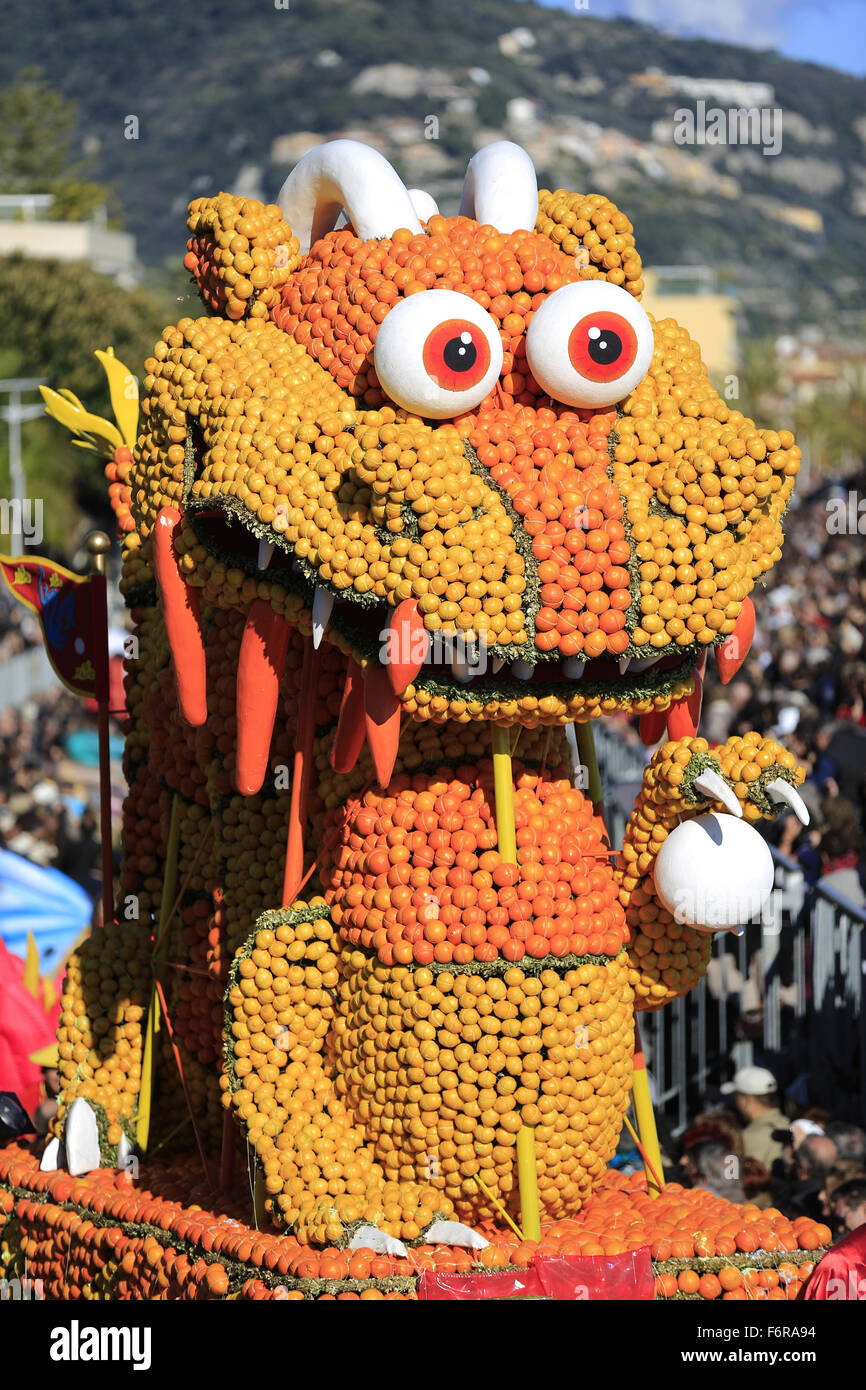 Parade, Sagra del limone, la Fête du Citron, Menton, Alpi Marittime, Côte d'Azur, in Francia Foto Stock